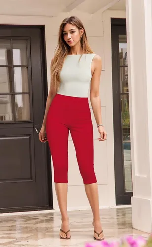 Vista 5 de Hybrid & Company Pantalones cortos capri de sarga milenaria súper cómodos y elásticos para mujer