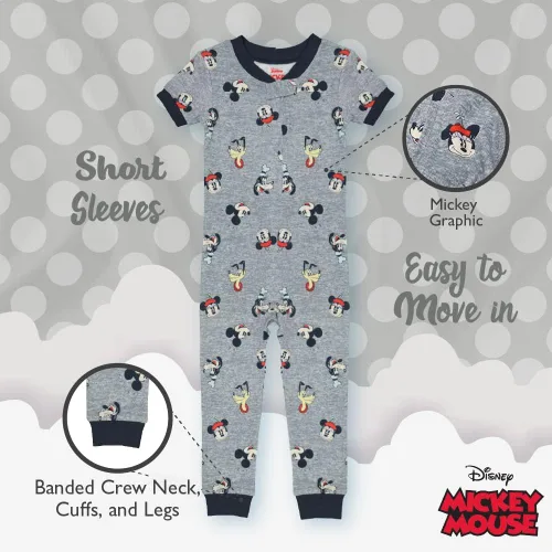Vista 4 de Disney Little Mermaid Mickey Minnie Mouse 2-Pack Footless Snug-fit Cotton Onesie Pajamas