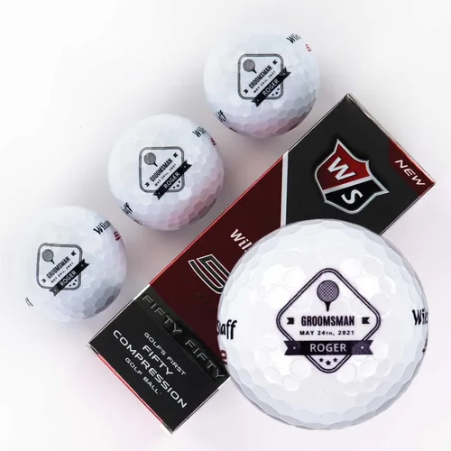Vista 14 de Wilson - Funda de 3 pelotas de golf personalizadas para hombres, regalo de padrinos de boda, regalos para el padre de la novia, diseño personalizado
