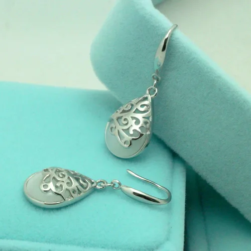 Vista 4 de Pendientes colgantes de plata de ley 925 con filigrana "Wishing Tree" para mujer