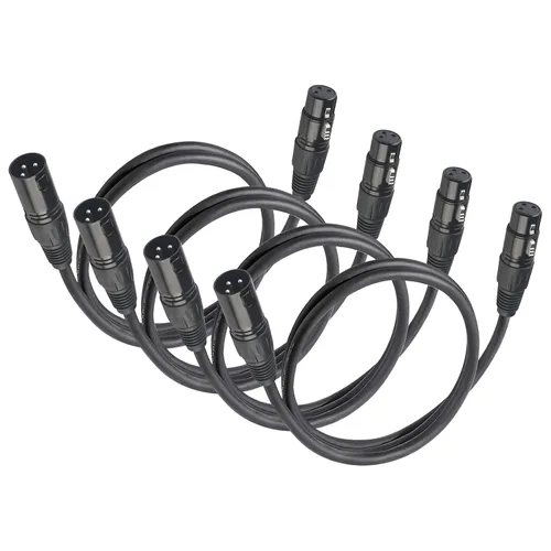 Vista 8 de Cables XLR, cable DMX macho a hembra (paquete de 2), cable de micrófono XLR de 4 pies/3.9 ft, terminador DMX ligero conector de 3 pines