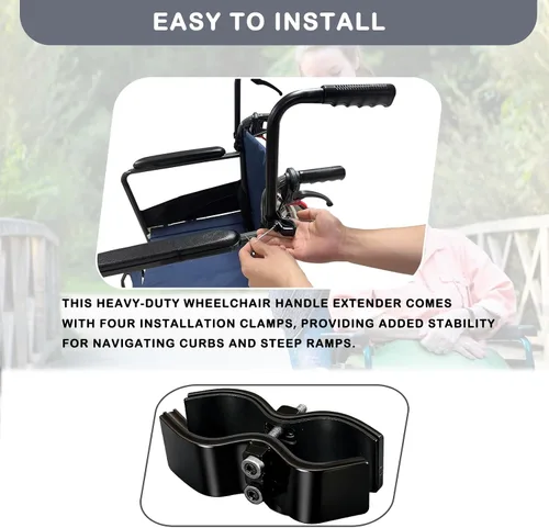 Vista 9 de Extensores de mango para silla de ruedas, (capacidad de peso de 400 libras), accesorios ajustables para sillas de ruedas para adultos, extensor