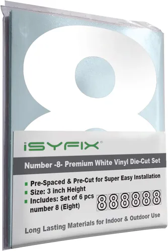 Vista 59 de iSYFIX - Calcomanías de vinilo blancas con número 0 (cero) - Juego de 6 unidades de 1.5 pulgadas autoadhesivas - Decalcomanías premium troqueladas