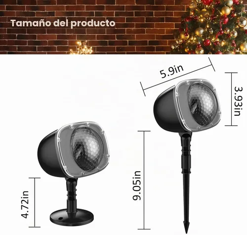 Vista 5 de Proyector de luces de nieve de Halloween, proyector de luz LED de Navidad FLEVO, luces de vacaciones al aire libre con lámpara giratoria