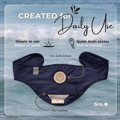 Vista 4 de SIIL Cinturón de ostomía para hombres y mujeres Aprobado por la FSA y la FHA Fundas para bolsas de ostomía Deportes y natación Cinturones
