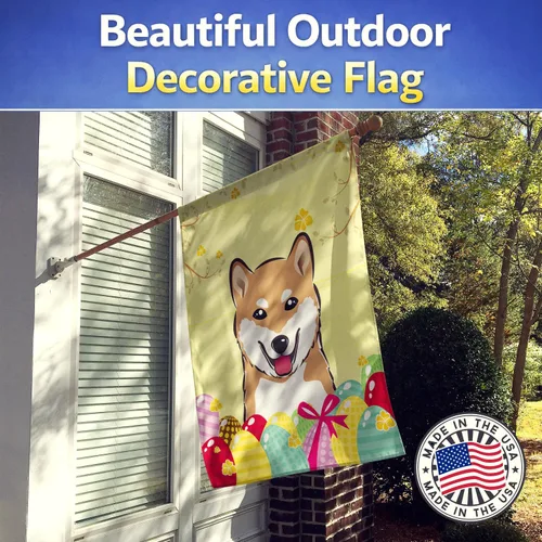 Vista 311 de Caroline's Treasures BB1923GF Bandera decorativa para jardín con diseño de Border Collie, para caza de huevos de Pascua, para jardín, jardín, patio