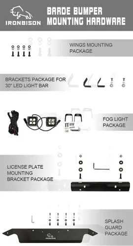 Vista 7 de Parachoques delantero IRONBISON compatible con camioneta Ford F150 2015-2017 con protector de parachoques F150 con 2 luces antiniebla LED, se puede