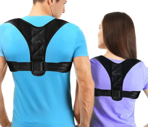 Vista 3 de Corrector de postura para mujeres y hombres, alisador de espalda ajustable y proporciona alivio del dolor del cuello, espalda y hombros, alisador