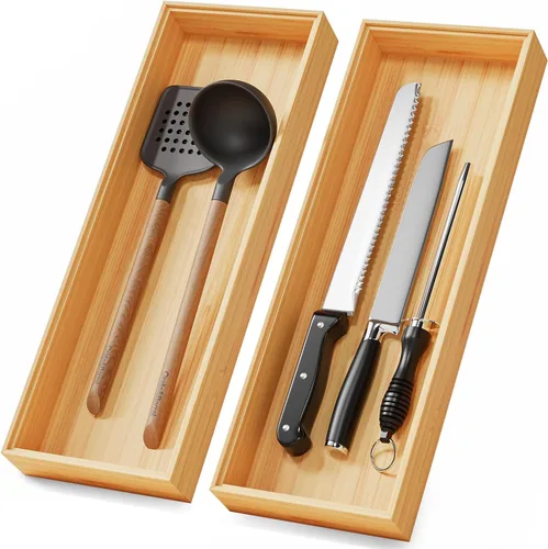 Vista 10 de Pequeñas cajas organizadoras de cajones de cocina de bambú bandeja