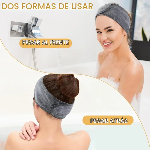 Vista 3 de SINLAND Diadema facial de spa ajustable para maquillaje, paquete de 3 3 multicolor