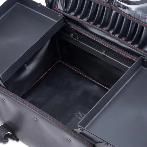 Vista 4 de Maquillador profesional 2 en 1 Rolling Maquillaje Tren Estuche Organizador Cosmético Carro Suave con Cajones de Almacenamiento y Hebillas de Metal