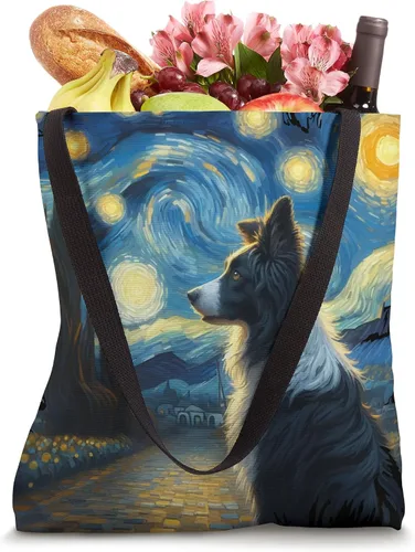 Vista 4 de Stellar Canine Dreamscape Border Collie Starry Night Tote Bag