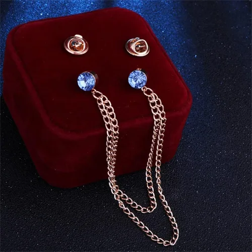 Vista 3 de CSKS - Broche de cadena con borla para hombre, camisa, vestido con cuello de ramillete