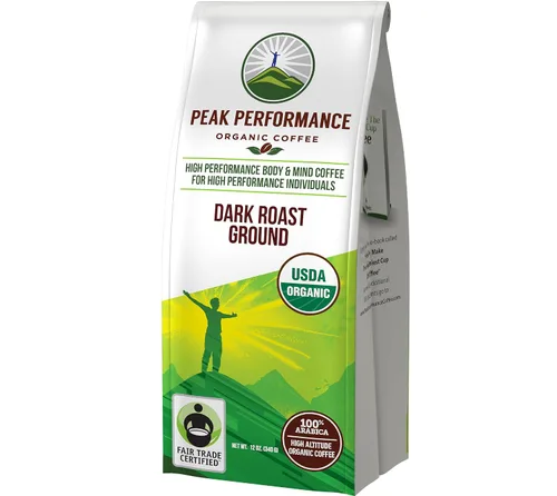 Vista 7 de Peak Performance Café orgánico de altura. Sin pesticidas, Comercio justo, no OMG, lleno de antioxidantes. Frijoles y tierra saludables