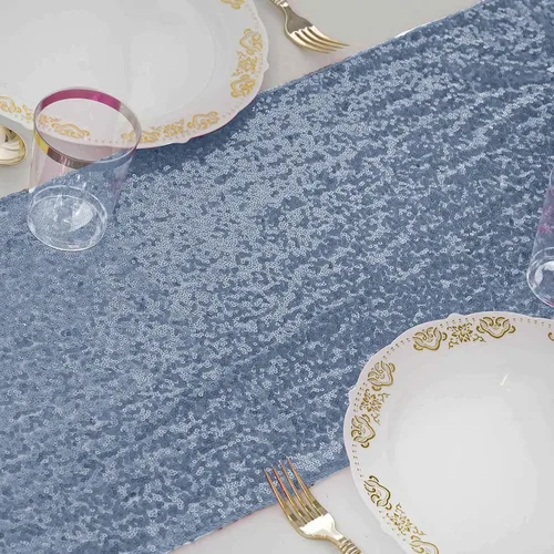 Vista 9 de Efavormart - Camino de mesa de lentejuelas negras de alta calidad para bodas, fiestas de cumpleaños, banquetes, decoración, ajuste rectangular