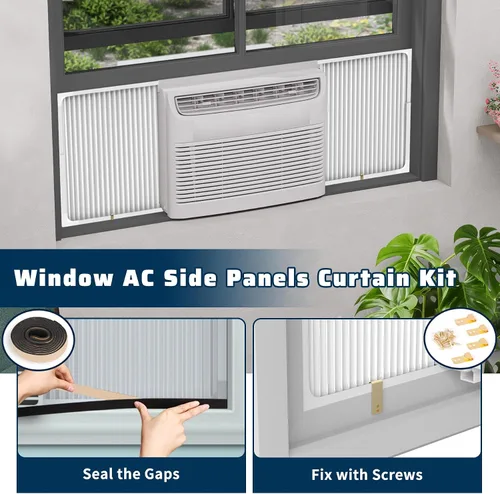 Vista 5 de Paneles laterales de aire acondicionado de ventana ajustables con juego de marco, paneles laterales de CA extra anchos para unidades de CA de 5000 a