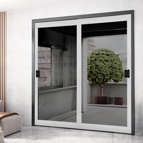 Vista 3 de K.D. Kit de puerta mosquitera corrediza de aluminio estándar para patio, marco de 1-7/8 pulgadas (30'' x 80'' blanco) a prueba de mosquitos