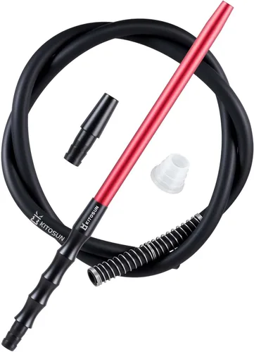 Vista 9 de Kitosun D-Hose Juego de manguera para cachimba – Accesorios para shisha premium de 1.1 pies de largo mango de boquilla de aluminio desmontable Negro