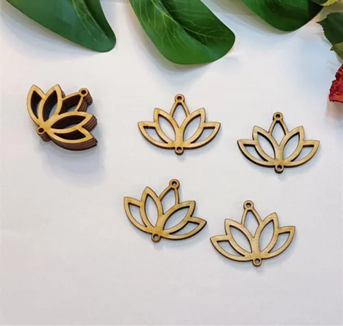 Vista 5 de 30 aretes de madera recortados en forma de loto, manualidades de corte láser sin terminar, accesorios de joyería de madera (2 pulgadas)