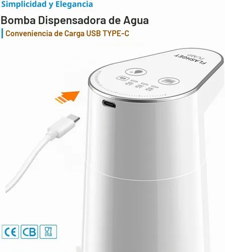 Vista 2 de Bomba inteligente de botella de agua de 4 modos - Flujo rápido de 3 l/min, recargable por USB de 1200 mAh, volumen preestablecido y control