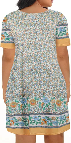 Vista 2 de Kancystore Vestido casual de verano para mujer, talla grande, con bolsillos Albaricoque