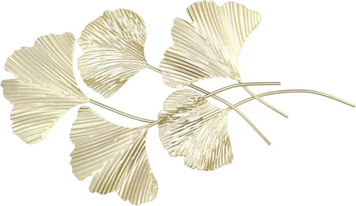 Vista 8 de LIYJTK Arte de pared para decoración de sala de estar, hoja de ginkgo 3D de metal, tamaño grande