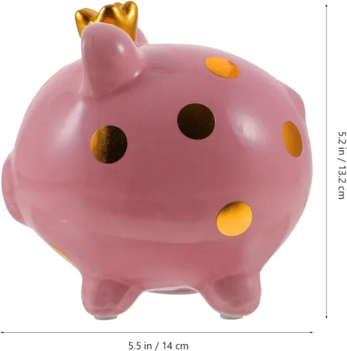 Vista 3 de Alcancía de cerámica con diseño de cerdo para adultos, hucha para adultos, hucha para abrir monedas, de cerámica, para niños y niñas, color rosa
