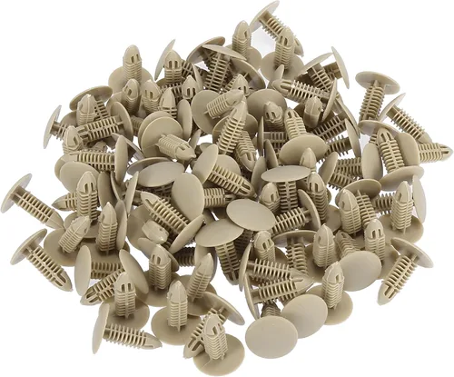 Vista 4 de uxcell 100pcs 0.236 in agujero plástico remaches sujetadores empuje clips caqui para coche