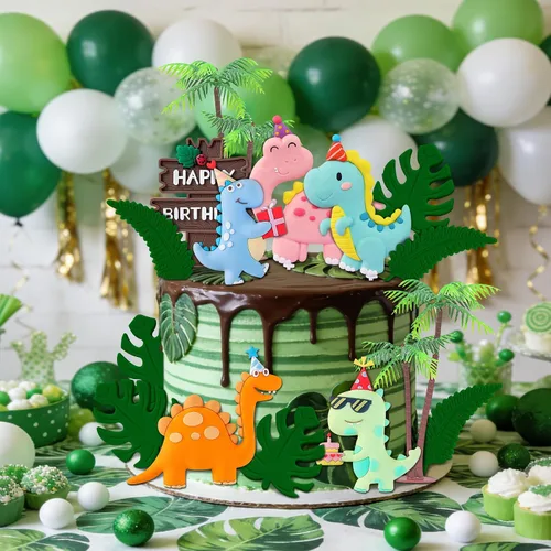 Vista 4 de Decoración de dinosaurio para tartas de cumpleaños Rosa