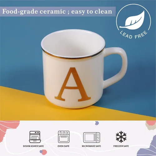 Vista 4 de Taza de Café de Cerámica Miicol 16 oz, Taza de Café Monograma, Taza de Té con Inicial Dorada, Taza de Té Personalizada, Regalo Único, Taza Grande