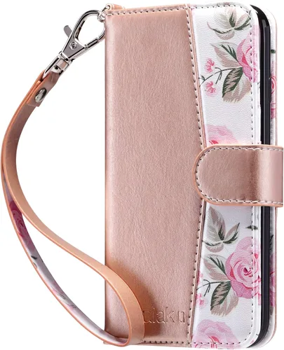 Vista 25 de ULAK Funda tipo cartera para iPhone SE (2022)/SE (2020)/8/7, tarjetero con Brillo
