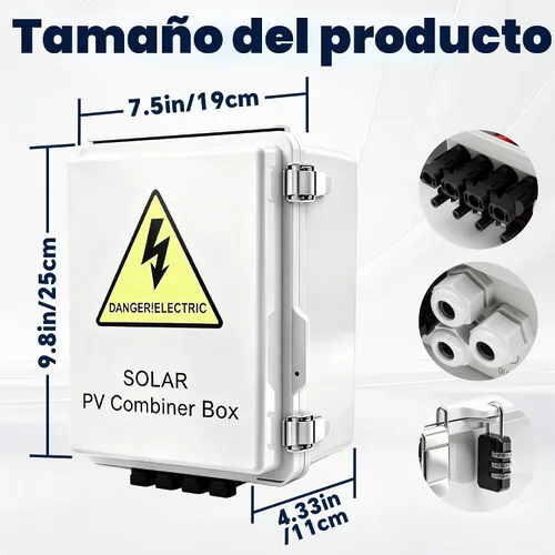 Vista 2 de Caja del combinador del picovoltio de 4 cuerdas, prenda impermeable plástica IP65, fusible 15A y disyuntor 63A