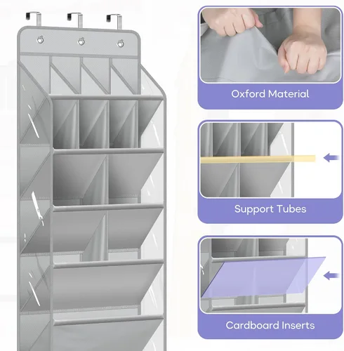 Vista 3 de MISSLO Organizador de zapatos transparente para colocar sobre la puerta, paquete de 30 pares de organizadores de zapatos para colocar sobre la puerta