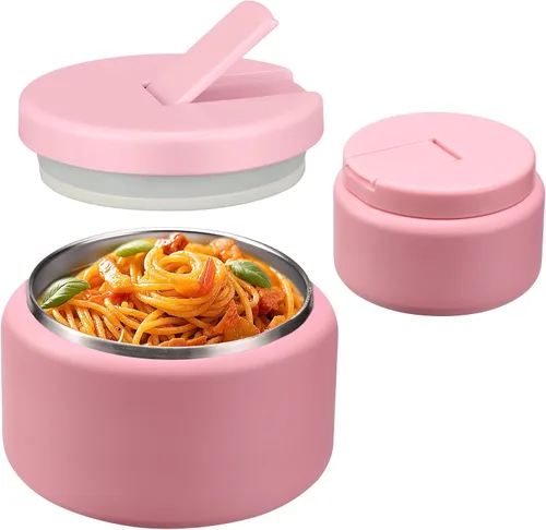Vista 14 de Termo de sopa de 13.5 onzas para niños con tapa de hebilla, recipiente de comida aislado al vacío, boca ancha, a prueba de fugas, acero inoxidable