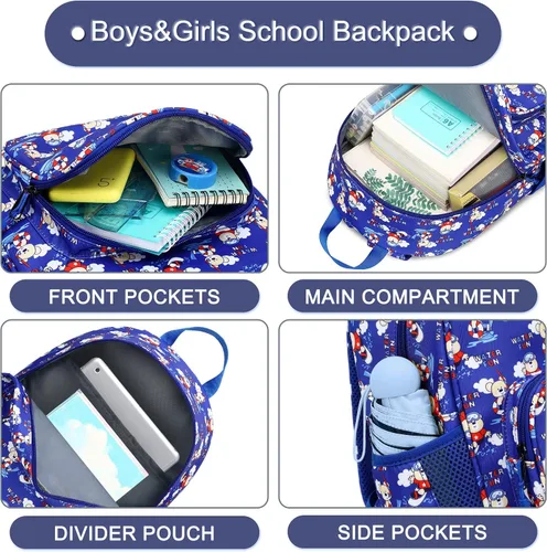 Vista 2 de BUG Mochila para niños pequeños para niñas y niños, Oso azul, Mochilas de mochila