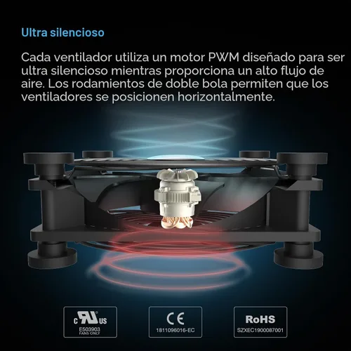 Vista 4 de AC Infinity MULTIFAN S1, ventilador USB silencioso de 80 mm, certificado UL para refrigeración de gabinete de receptor DVR PlayStation Xbox