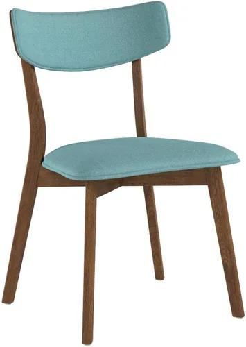 Vista 4 de Christopher Knight Home Abrielle - Sillas de comedor de tela moderna de mediados de siglo con marco de madera de caucho con acabado de nogal menta