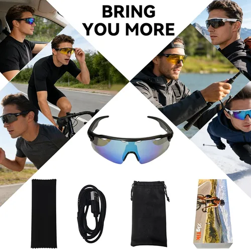 Vista 9 de Lentes de sol Bluetooth para hombres y mujeres, lentes inteligentes con altavoces de oreja abierta, asistente de voz, control táctil, lente