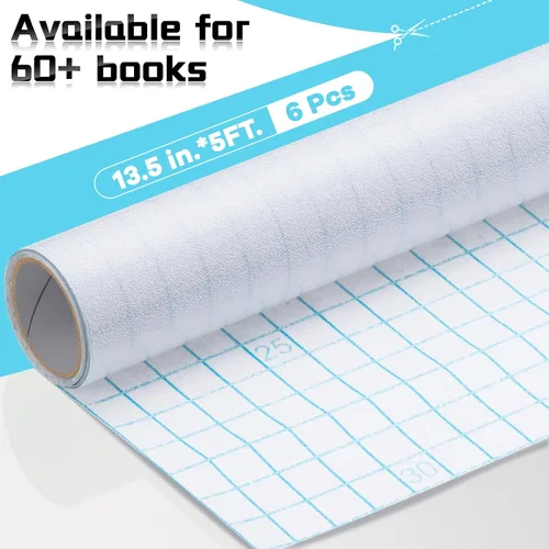 Vista 2 de Tenceur 6 rollos de cubierta autoadhesiva mate para libros, revestimiento protector transparente para libros, hojas adhesivas transparentes
