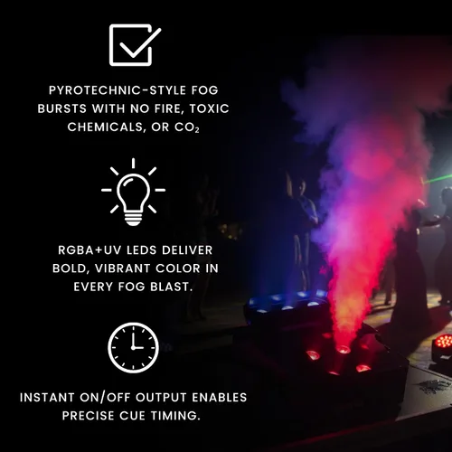 Vista 3 de CHAUVET DJ Sistema de ráfaga vertical Geyser P7 Salida de estilo pirotécnico sin fuego ni CO2 Zonas LED duales con mezcla UV RGBA DMX