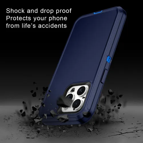 Vista 6 de I-HONVA Funda para iPhone 15 Pro Max con funda de clip para cinturón, a prueba de golpes, a prueba de polvo y caídas, 3 capas, protección de cuerpo