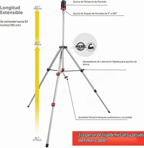 Vista 4 de Eden 94152 PRO - Trípode telescópico de peso pesado (5.37 libras) Aspersor de accionamiento turbo multipatrón, con kit de inicio de conexión rápida