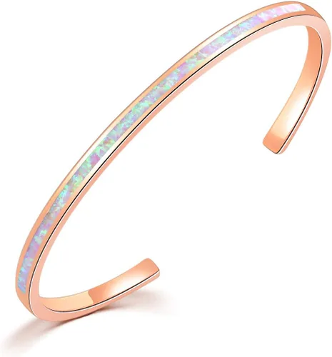 Vista 14 de CiNily Pulsera de ópalo para mujer, chapada en oro, hipoalergénica, con piedras preciosas abiertas