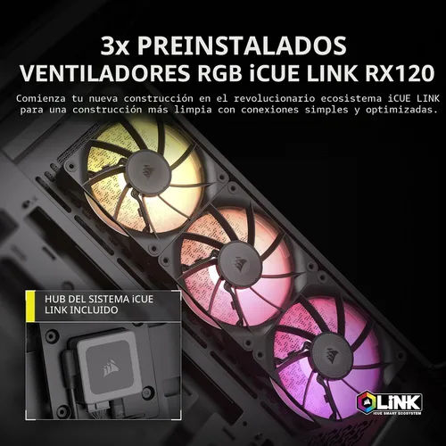 Vista 4 de CORSAIR iCUE Link 3500X RGB Mid-Tower ATX Carcasa para PC – Vidrio Templado Panorámico – Compatible con Placa Base de Conexión Inversa – 3X Negro