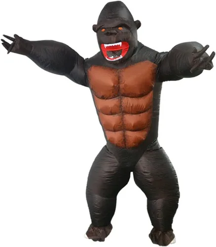 Vista 8 de Disfraz inflable de mono gorila de cuerpo completo travieso divertido traje para fiesta de Halloween adulto niño pequeño