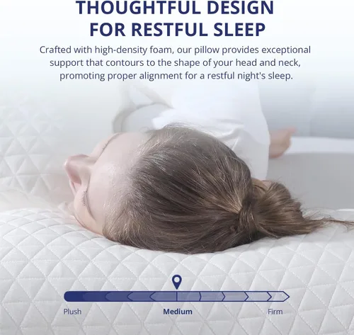 Vista 2 de EGOHOME Almohadas de espuma viscoelástica trituradas, almohadas de cama para dormir, almohada de tamaño mediano estándar/Queen para dormir boca