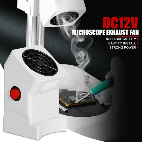 Vista 2 de Mini ventilador de escritorio silencioso USB de 12 V CC, con interruptor de encendido/apagado, ventilador absorbente de humo compacto