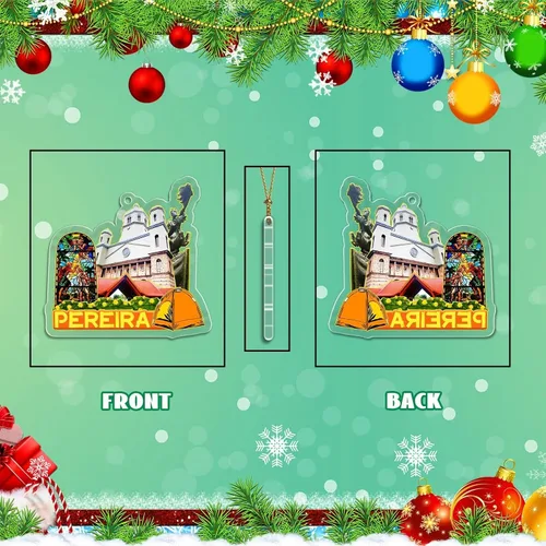Vista 2 de Pereira Colombia - Adorno de Navidad acrílico para árbol de Navidad, decoración clásica de recuerdo de viaje, colección de regalo -1049