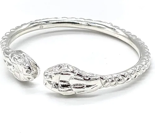 Vista 3 de BETTER JEWELRY Brazalete grueso de plata de ley 925 con extremos de serpiente occidental, un brazalete, Plata de ley