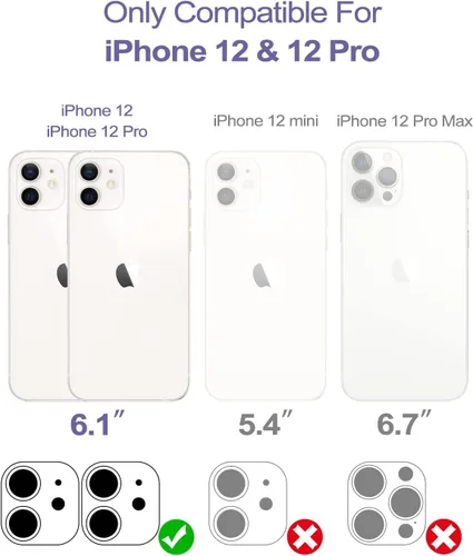 Vista 2 de WeLoveCase Defender - Funda tipo cartera compatible con iPhone 12/12 Pro 2020, tarjetero y espejo oculto, tres capas a prueba de golpes, resistente